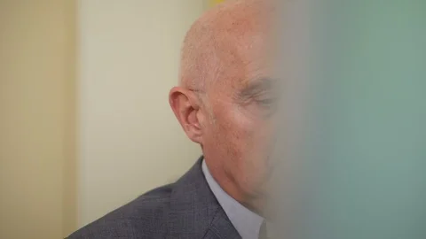 Elderly Businessman in Suit Working on Computer  Stock Footage 112599795