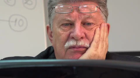 Elderly businessman working with computer in office 2 Stock Footage 43482732