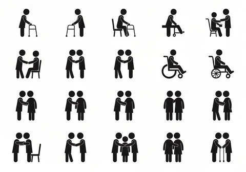 Elderly Care Mobility vector icon Elderly People Old and Ageing Men Illustrazione stock