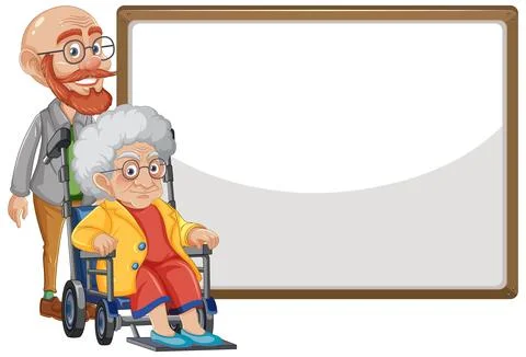 Elderly Couple with Blank Presentation Board Stock Illustration