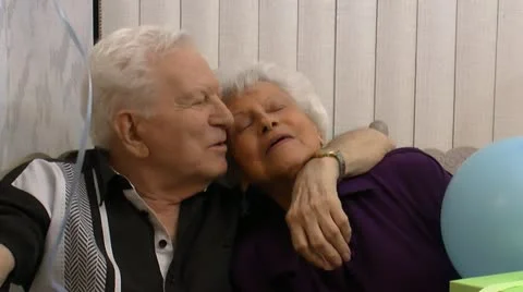 Elderly Couple Celebrate Wedding Anniversary Stock Footage