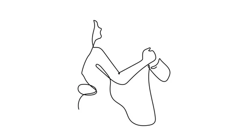 Elderly couple in continuous line art drawing style. Romantic elderly couple dan Stock Footage 149383402