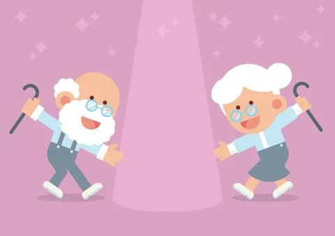 Elderly couple dancing Illustrazione stock