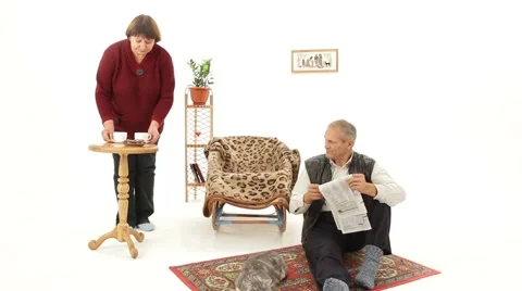 Elderly Couple Drinking Tea Stock Footage 52750636