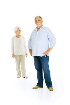 Elderly couple separated Stock Photos