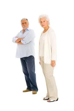 Elderly couple separated Stock Photos