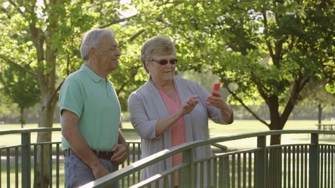 Elderly couple taking a selfie Stock Footage 80133497