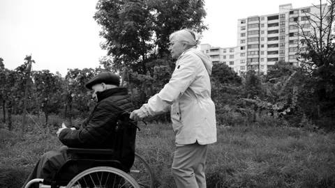 Elderly couple taking a walk Stock Footage 318072228