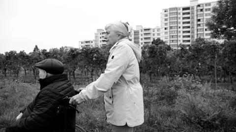 Elderly couple taking a walk Stock Footage 318072260
