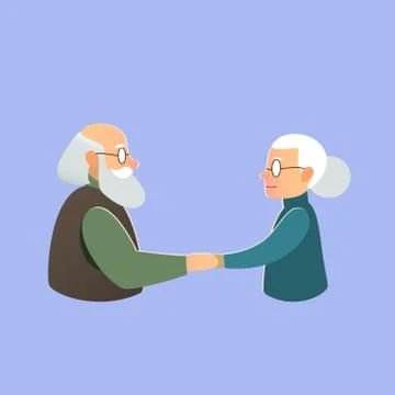 Elderly couple, Valentine's Day, love and marriage Stock Illustration