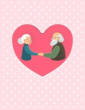 Elderly couple, Valentine's Day, love and marriage Stock-Illustration