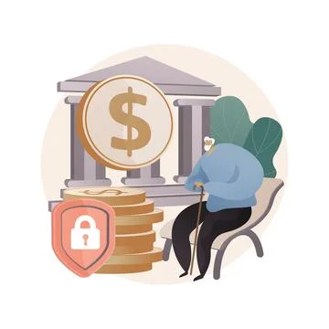 Elderly financial security abstract concept vector illustration. Stock Illustration