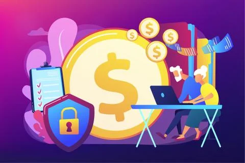 Elderly financial security concept vector illustration Illustrazione stock