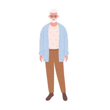 Elderly gray-haired man with beard and mustache in eyewear Иллюстрация