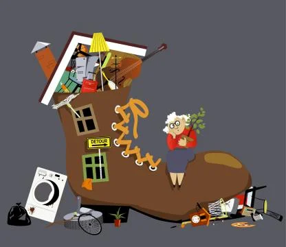 Elderly hoarding problem Stock Illustration