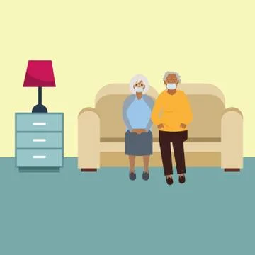 Elderly in home ad Stock Illustration