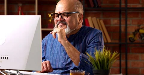 Elderly Indian man at home Stock Footage 343217856