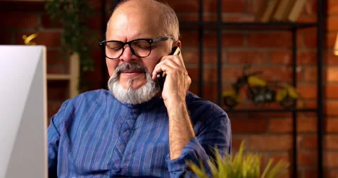 Elderly Indian man at home Stock Footage 343218087