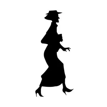 Elderly Lady Silhouette. Vector EPS 10. Ilustración de archivo