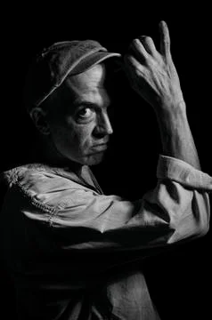 An elderly man in a cap. Stock Photos