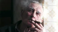 Elderly Man With Cigar Stock Footage