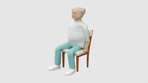 Elderly man doing a seated step leg out exercise while sitting on a chair Stock Footage 333585495