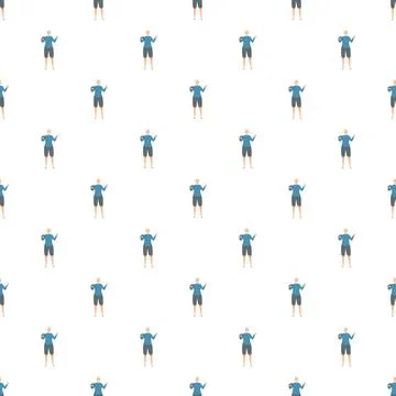 Elderly man exercising with a ball seamless pattern Stock Illustration