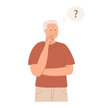 Elderly man experiencing confusion, memory loss, thinking with a puzzled Illustrazione stock