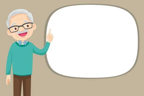 Elderly man Finger pointing with empty space Illustrazione stock