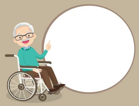 Elderly man Finger pointing with empty space Stock-Illustration