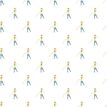 Elderly man with hat and cane pattern Stock Illustration