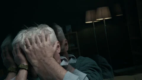 Elderly Man Having Anxiety Attack and Feeling Overwhelmed Stock Footage 300594770