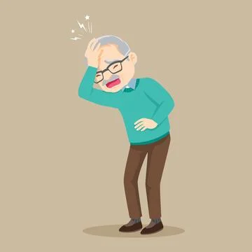 Elderly man with a headache Stock Illustration