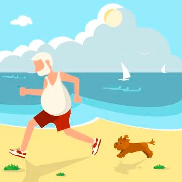Elderly man jogging Stock Illustration