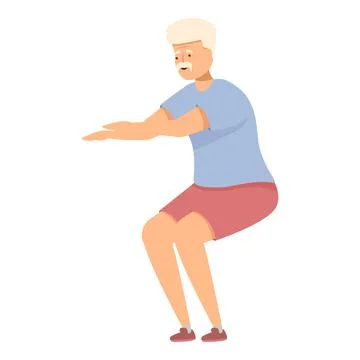 Elderly man is maintaining his physical health by doing squats Stock Illustration