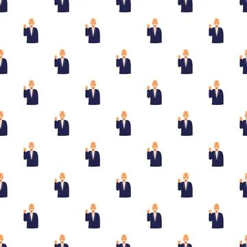 Elderly man making okay hand gesture seamless pattern Illustrazione stock