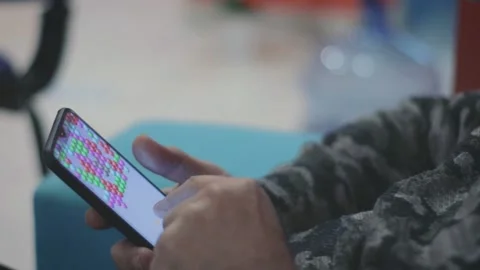 Elderly Man Playing Mobile Game Stock Footage 199668413