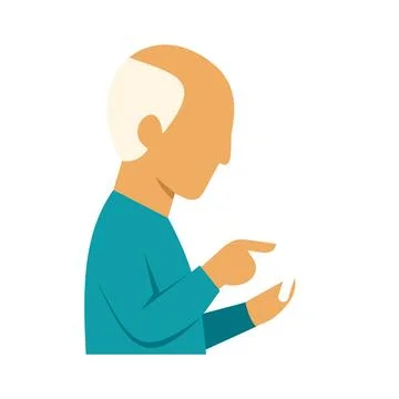 Elderly man pointing with hands in thoughtful gesture Stock Illustration
