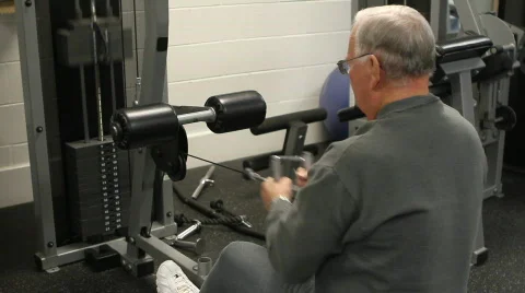 Elderly Man On Row Machine Stock Footage 624719