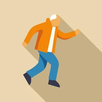 Elderly man running, active senior flat design Stock Illustration
