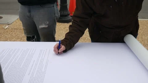 Elderly Man Signing Declaration of Authority Washington DC Capitol Building Stock Footage 147305161