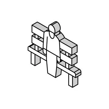 Elderly man sitting on bench isometric icon vector illustration Stock Illustration