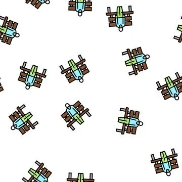 Elderly man sitting on bench vector seamless pattern Stock Illustration