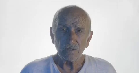 Elderly man is smiling, Positive face of old man. Grandfather is happy, old face Stock Footage 136764165