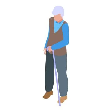 Elderly man standing with walking cane, maintaining balance and mobility Stock Illustration
