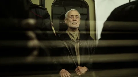 Elderly man in the subway Stock Footage 72382358