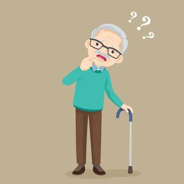 Elderly man suffering from the memory loss 스톡 일러스트