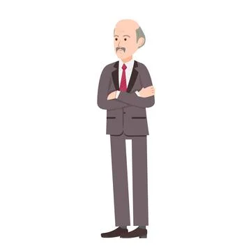 An elderly man in a suit. Stock Illustration