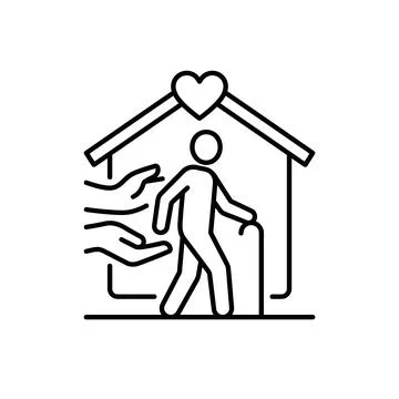 Elderly man supported by loving hands inside home as symbol of care for sen.. Stock Illustration