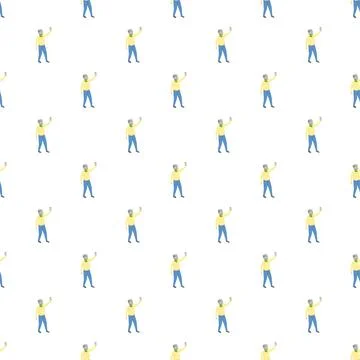 Elderly man taking selfie seamless pattern background Stock Illustration